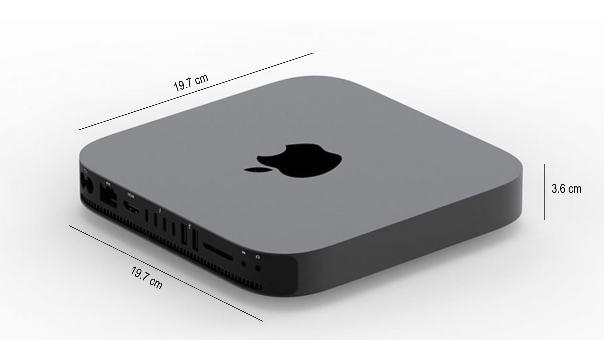 Mac-mini-vue 3 quart haut dimensions